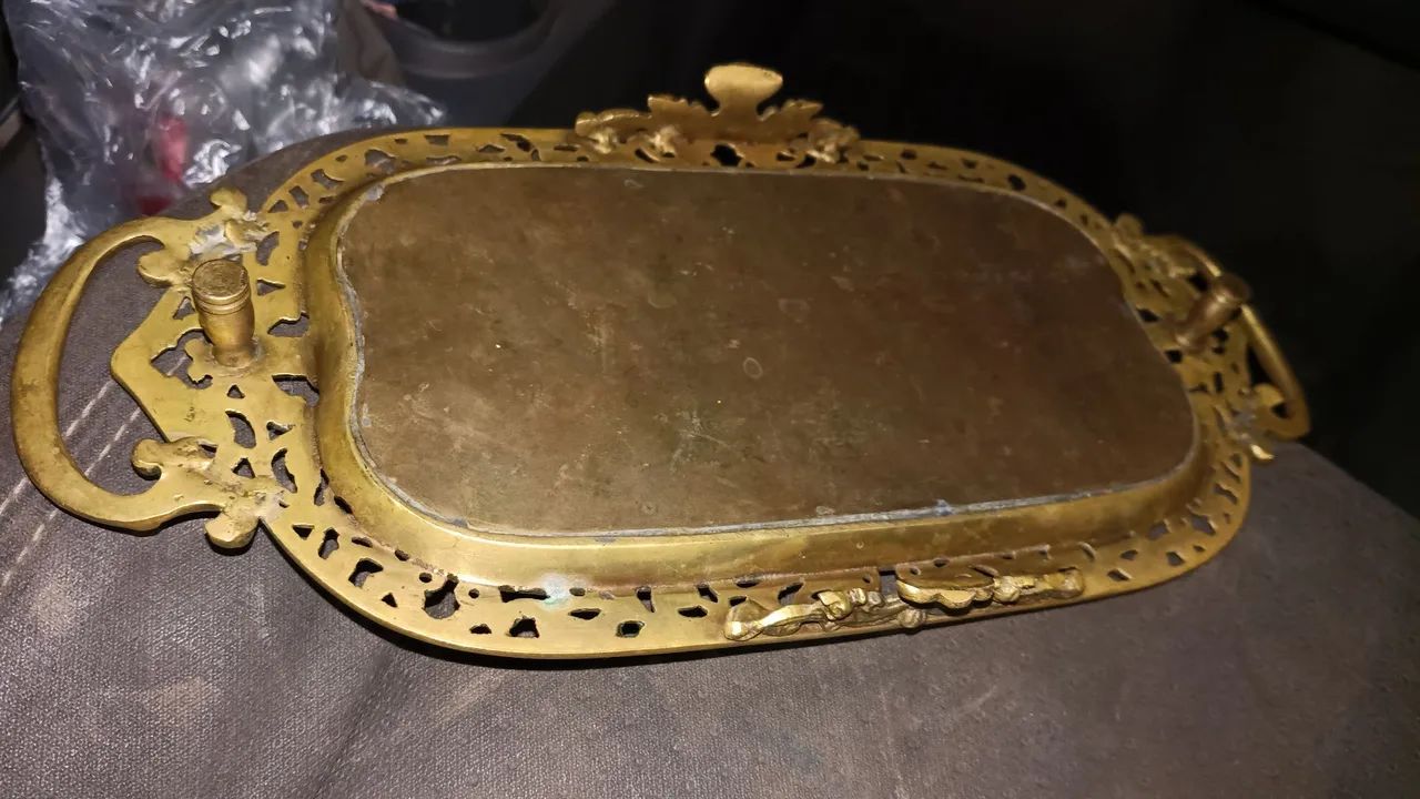 Bandeja ovalada metal tipo Bronze (antiguidade) - Foto 5