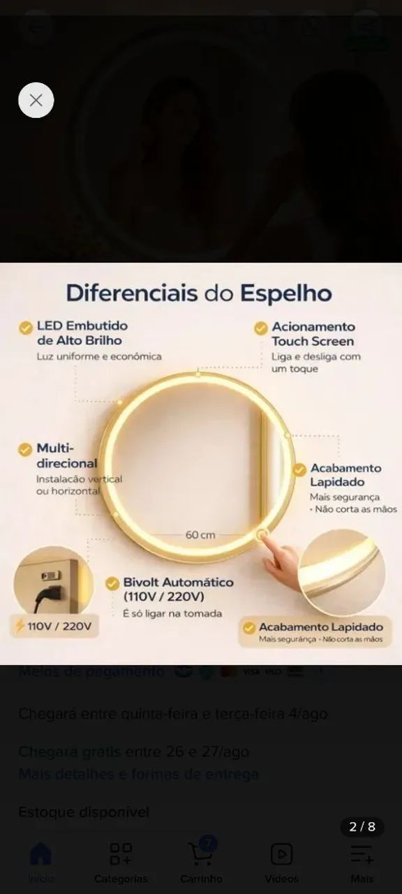  Espelho com led - Foto 2
