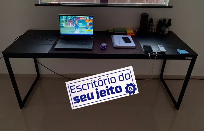 Birô Reforçado 1,80m NOVA Mesa Multiuso para Computador Notebook Home Office Escritório - Foto 4