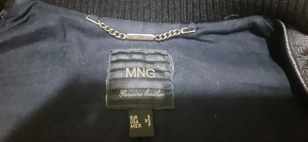 Casaco em couro preto Mango - Foto 3