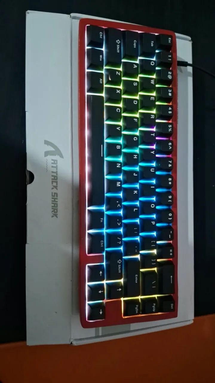 Teclado attack shark X68he vermelho COM CAIXA e CABO