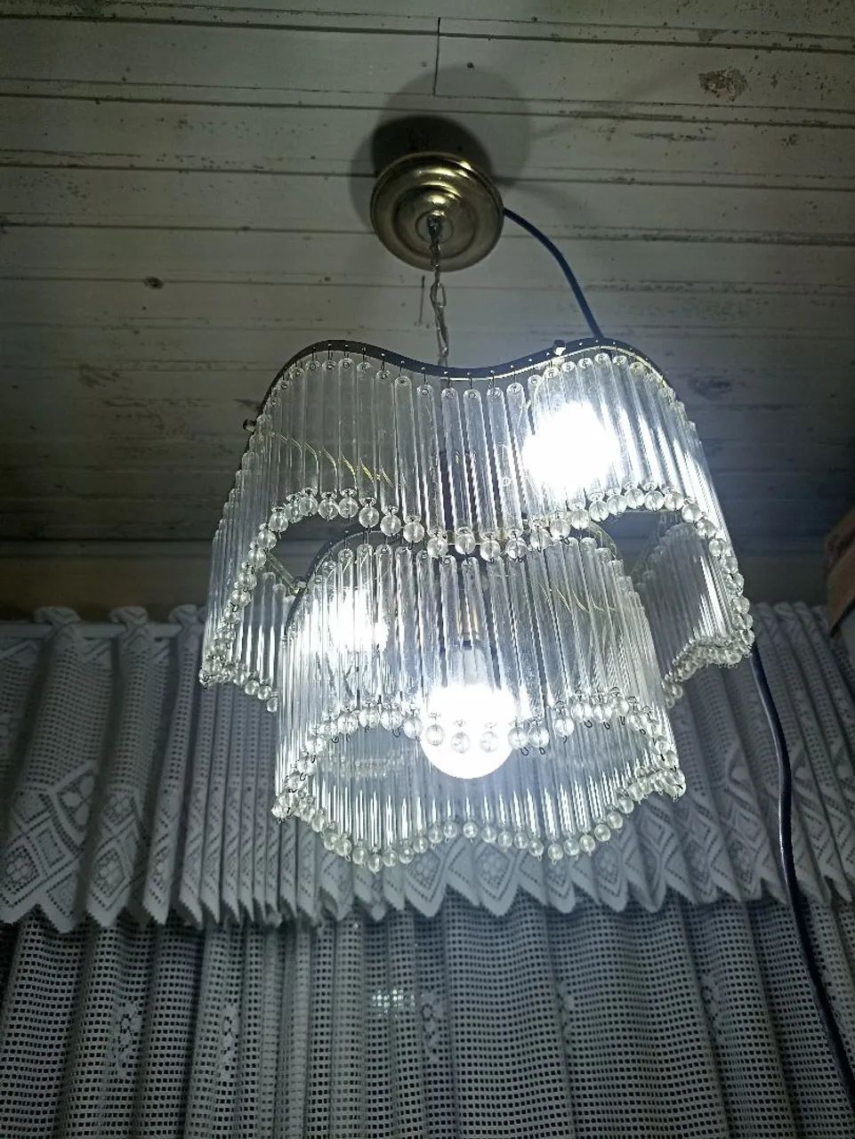 Lustre 3 lâmpadas com pingentes de vidro - Foto 6