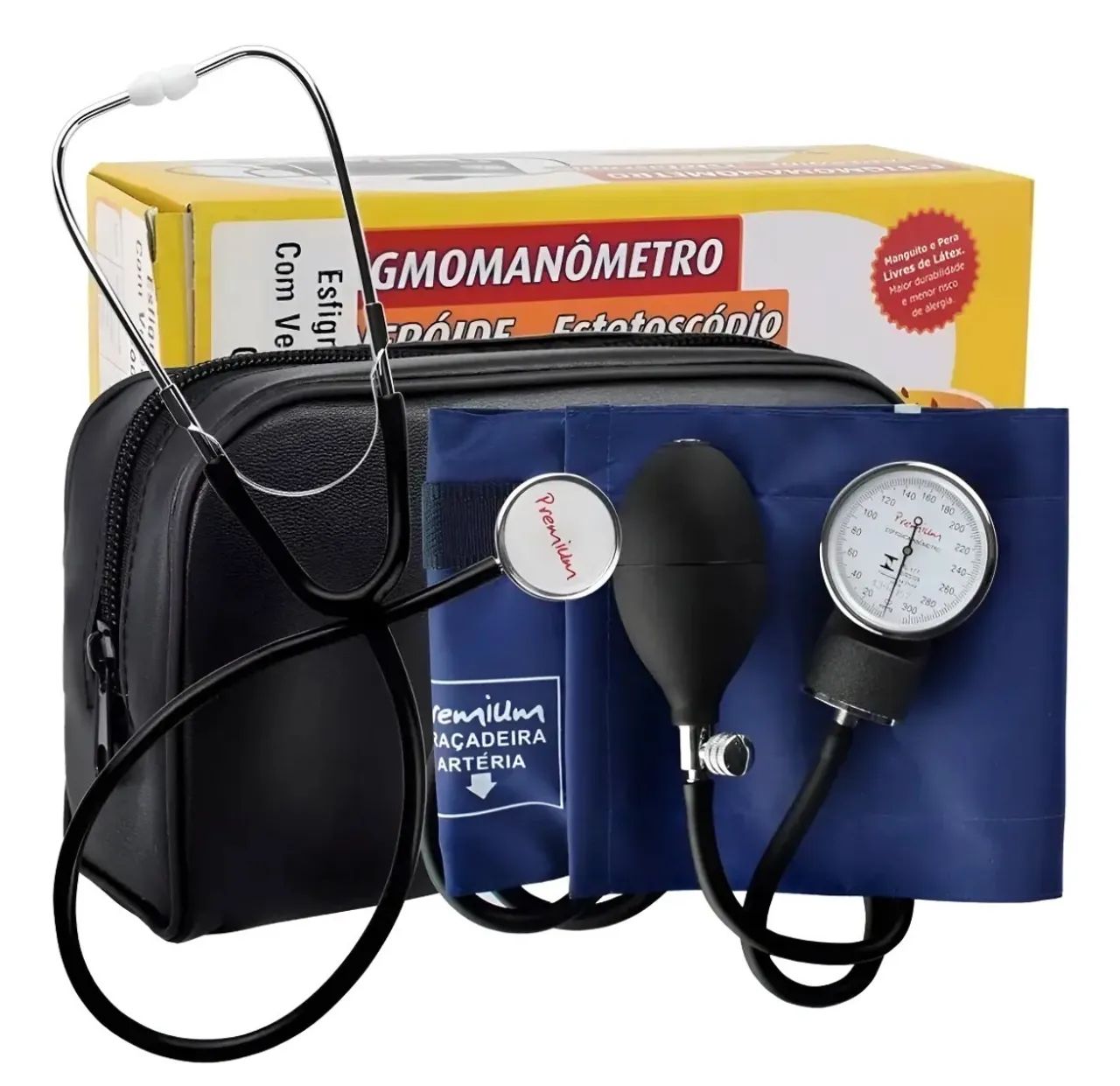 Kit Esfigmomanômetro Aparelho Pressão + Estetoscopio Premium