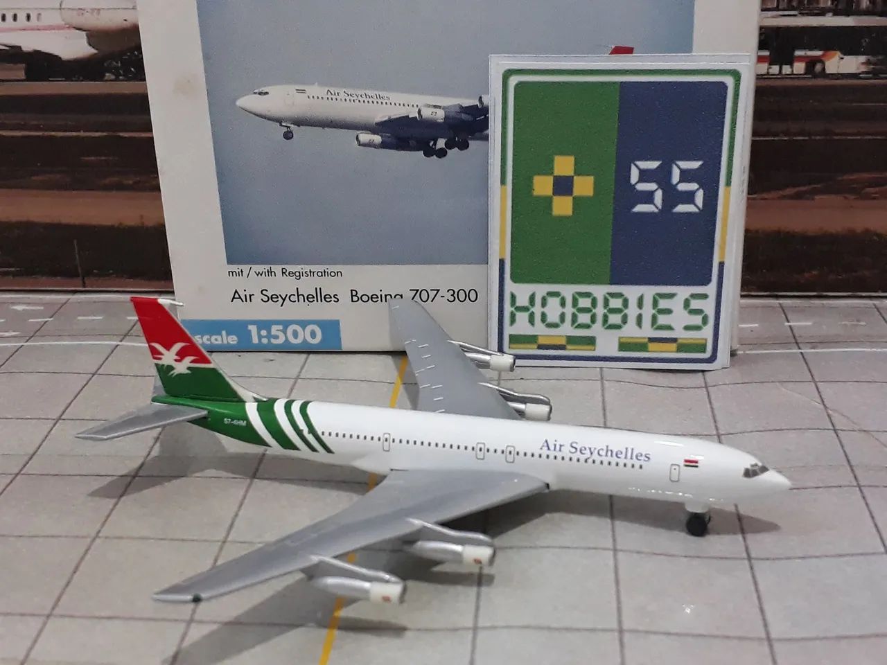 Miniatura Avião Herpa 1/500 Air Seychelles Boeing 707-300 - Foto 2