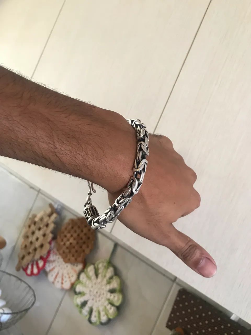 pulseira de prata masculina - Foto 3