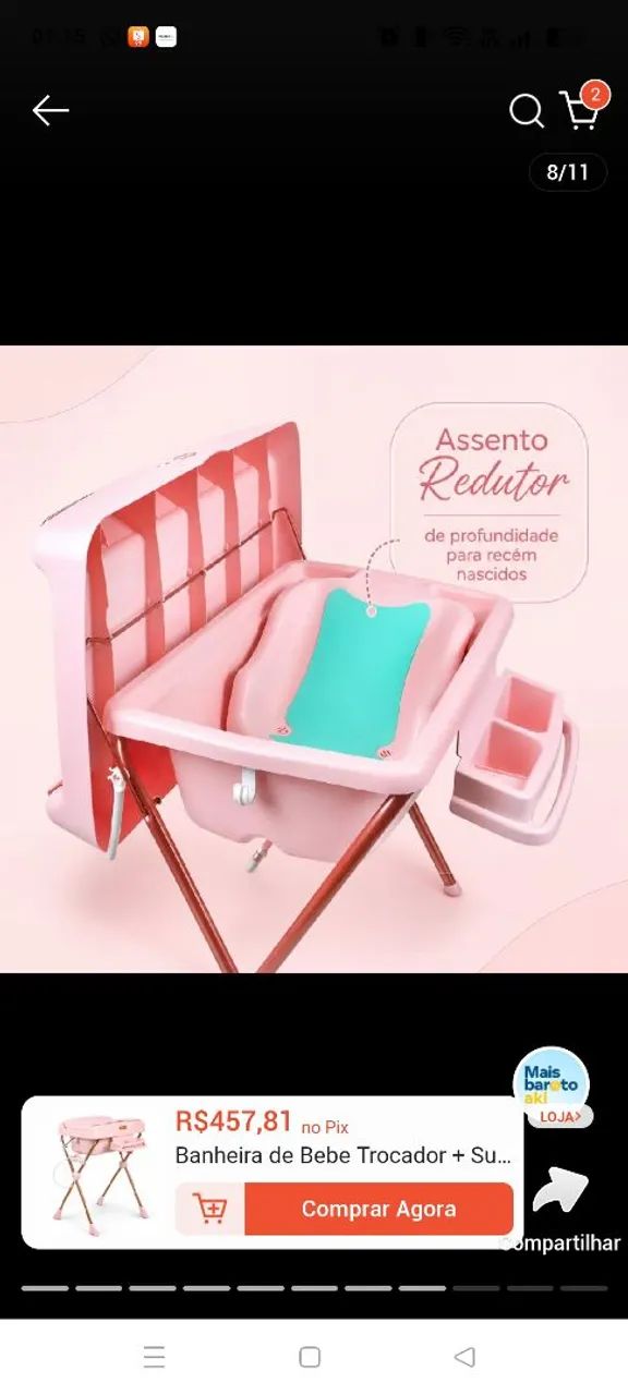 Banheira com trocador de bebê 