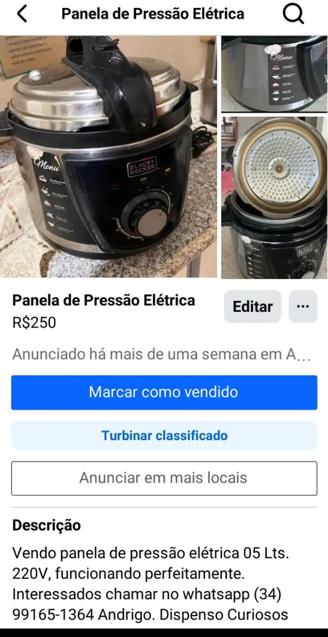Panela de Pressão Elétrica Black Decker 