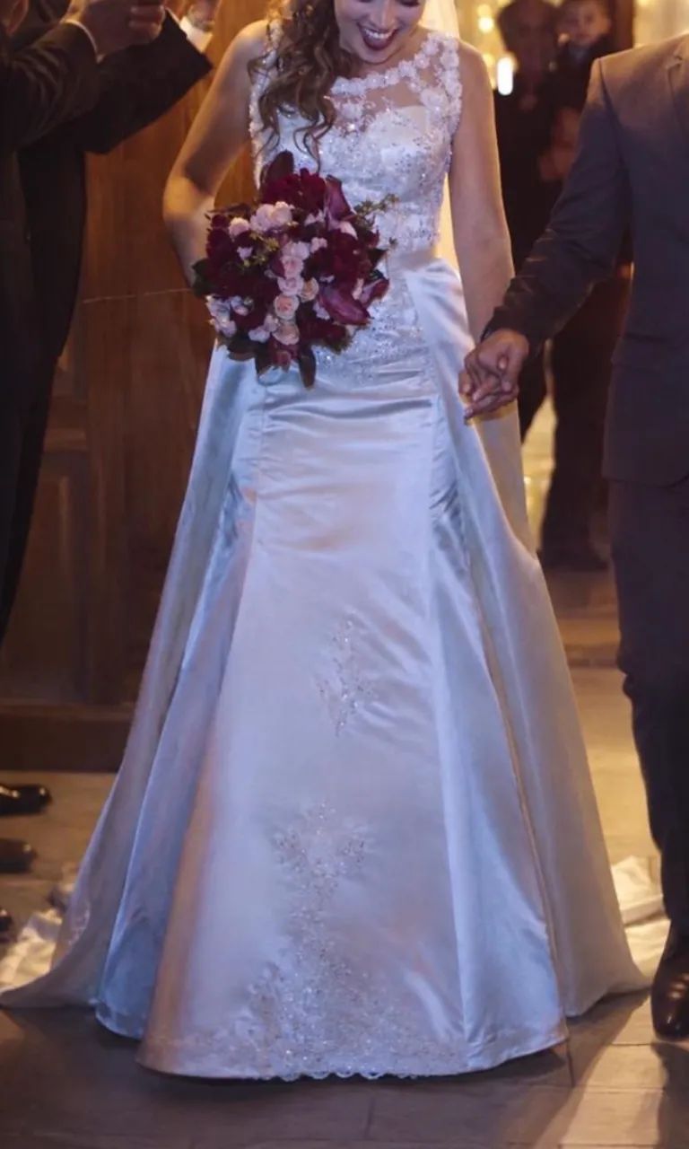 Vestido de Noiva Sereia com Cauda Removível - Off White