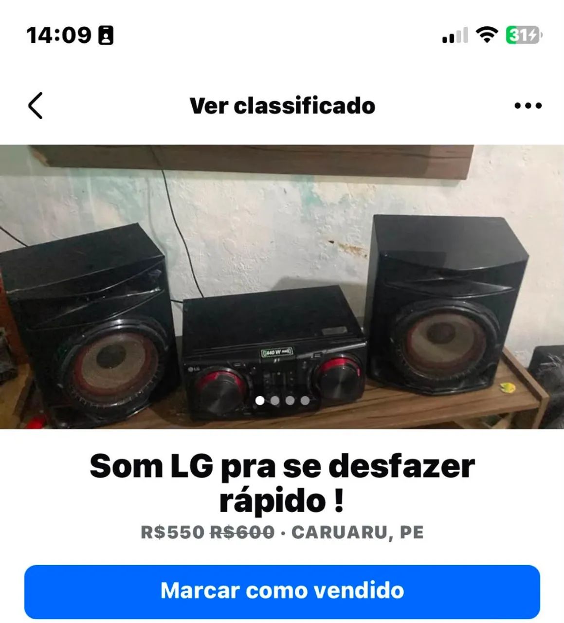 Vendo Som , Valor 550 cuida 