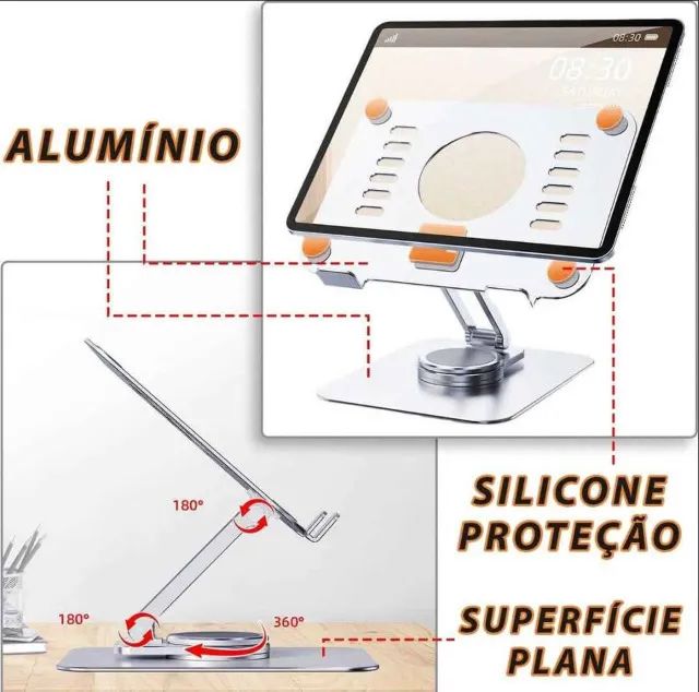 Suporte em Alumínio Reforçado para Tablets Notebooks e muito mais