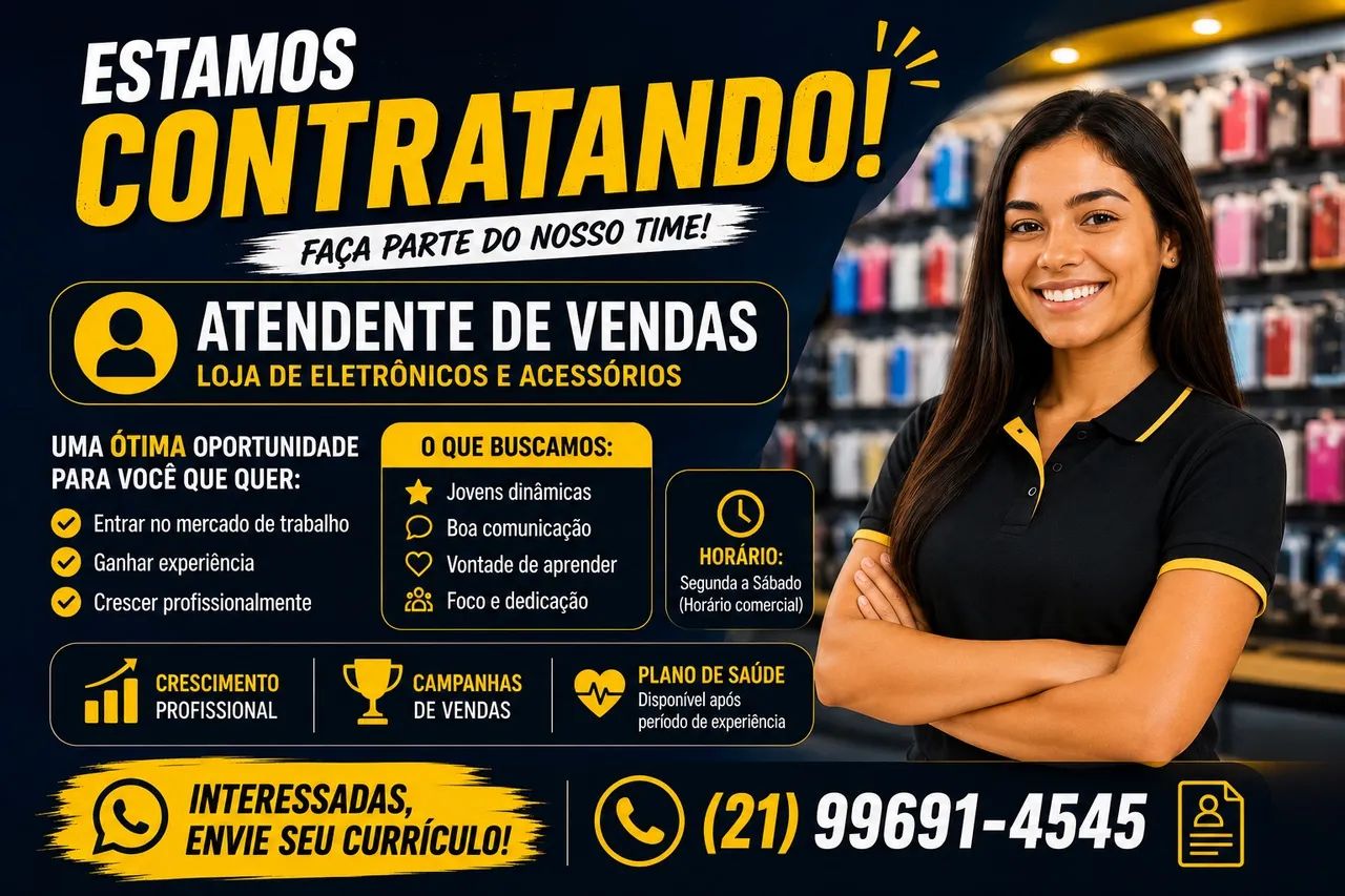 Vagas para atendentes de vendas em loja no recreio dos bandeirantes