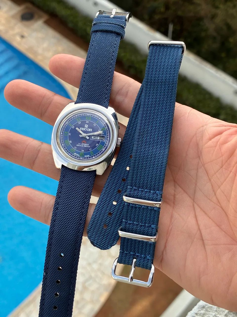 Relógio vintage Ricoh azul - Foto 2