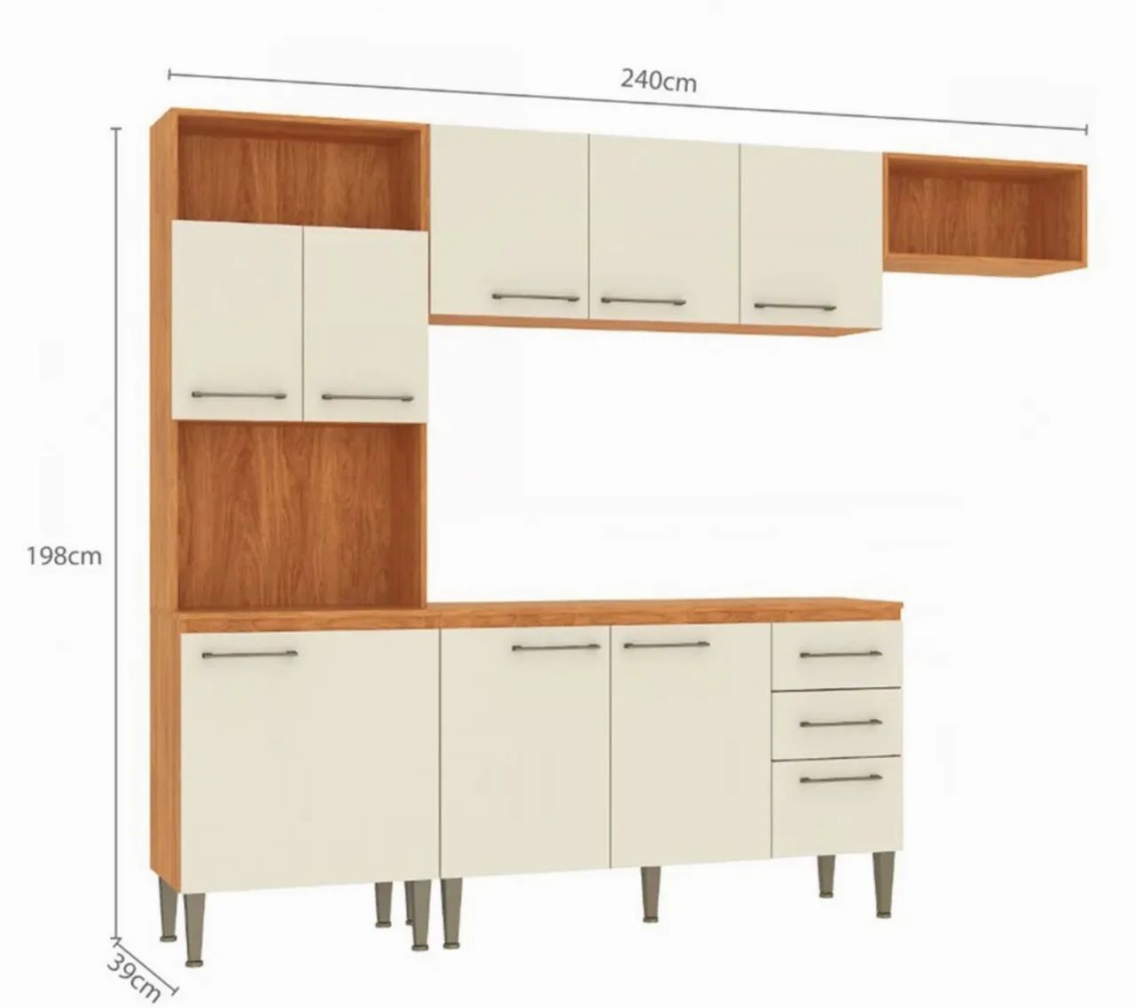 Cozinha Completa Serena 2,40 m Cinamomo e Off White - Foto 4
