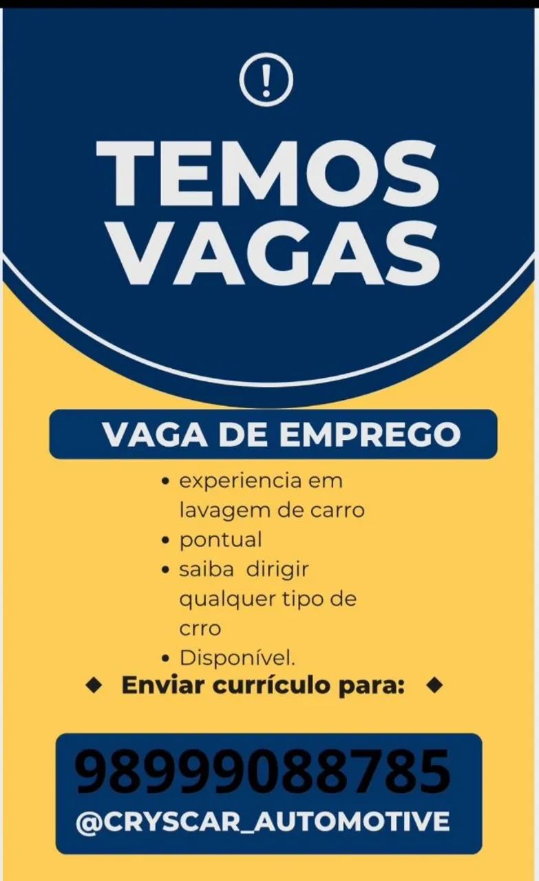 VAGA PARA LAVA JATO 