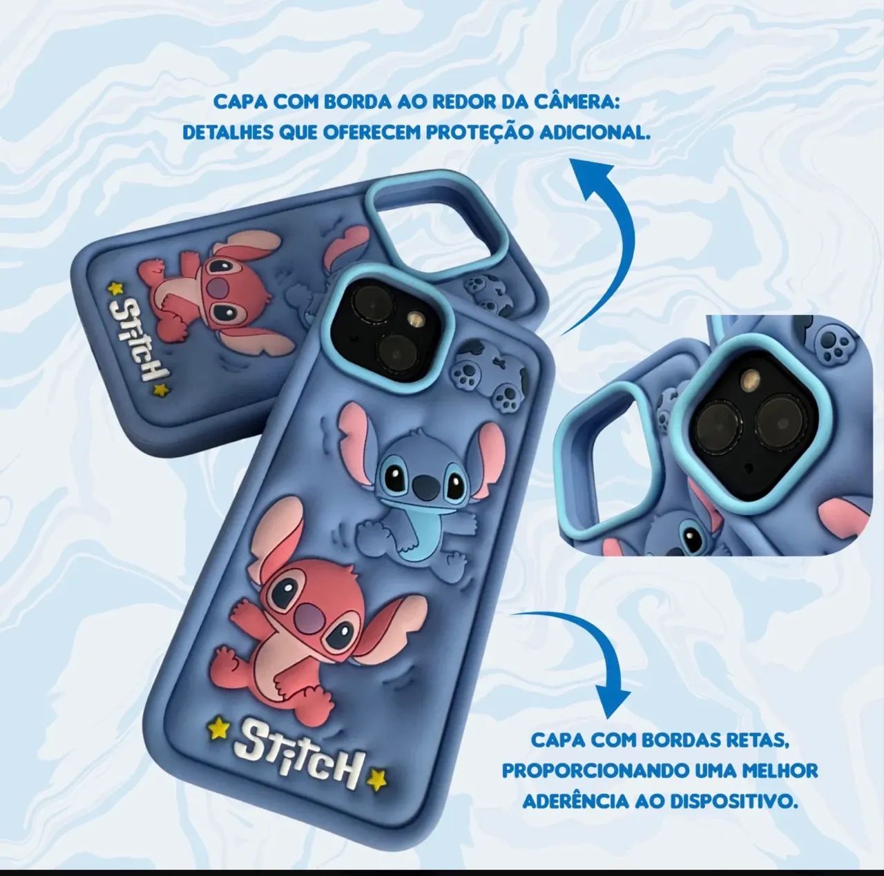 Capa Capinha Do Stitch E Angel Silicone Maleável Do Iphone - Foto 5
