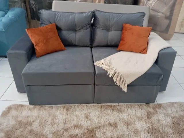 Sofá Suede cinza 