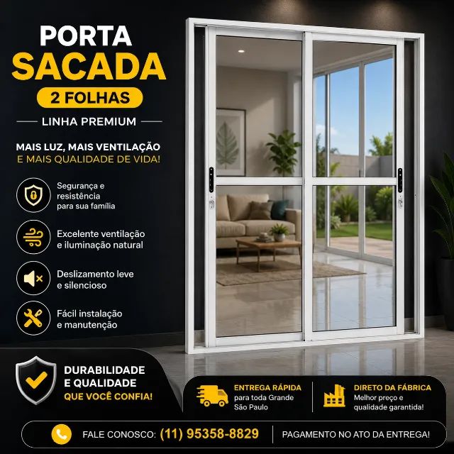porta balcão (sacada ) 2 flohas 210x120 entrega em são Bernardo pagto na entrega - Foto 3