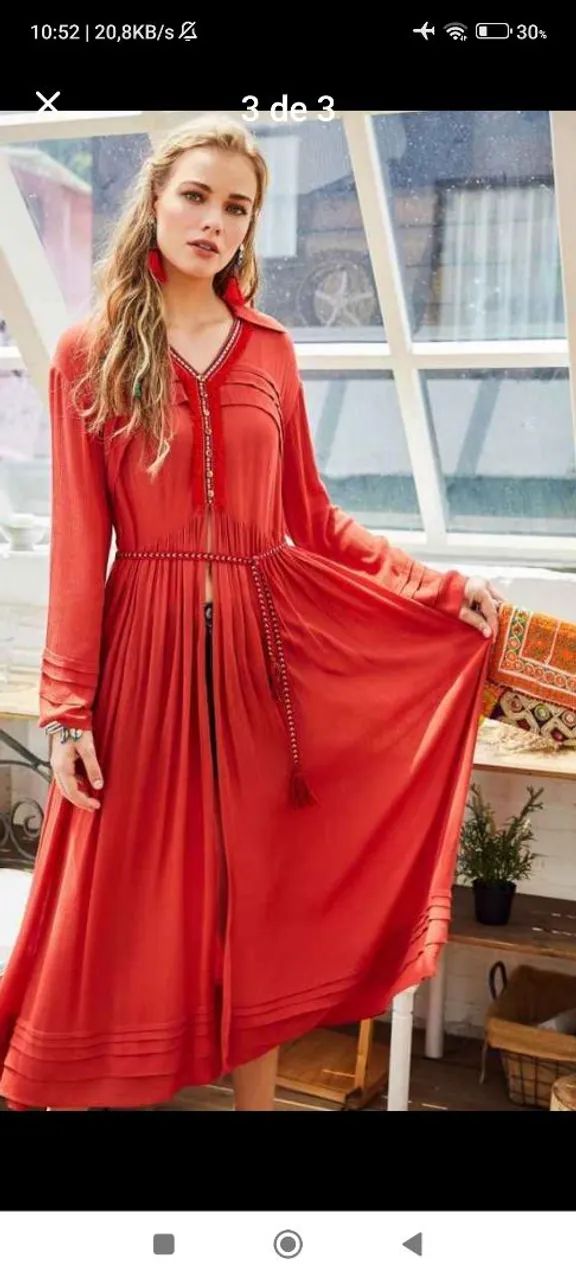 Vestido Boho com abertura frontal. Tamanho G - Foto 4
