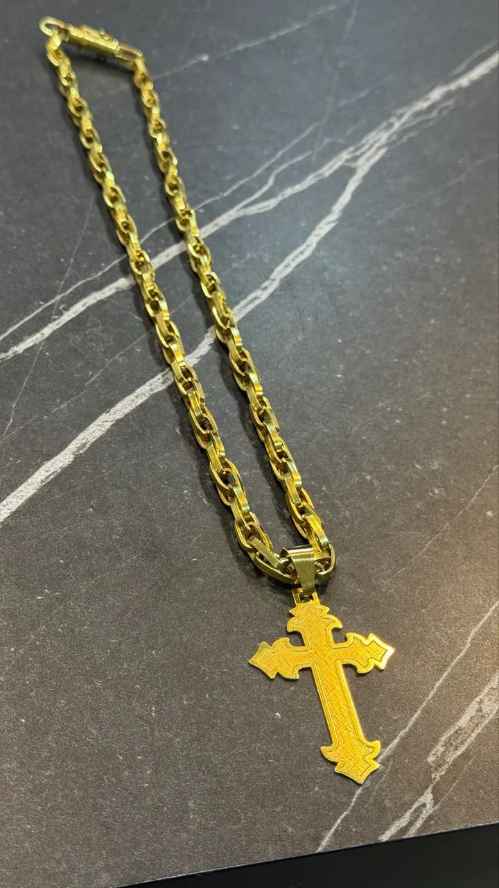 Corrente de prata banhada a ouro - Foto 3