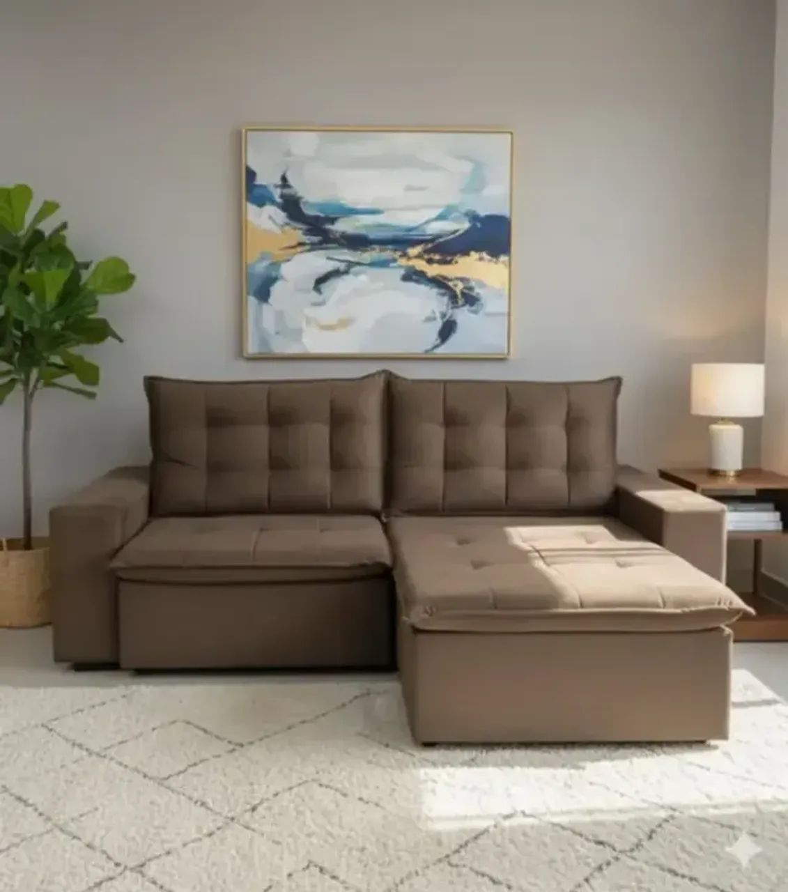 Sofá Retrátil e Reclinável Londres Marrom 2,52m | Frete Grátis