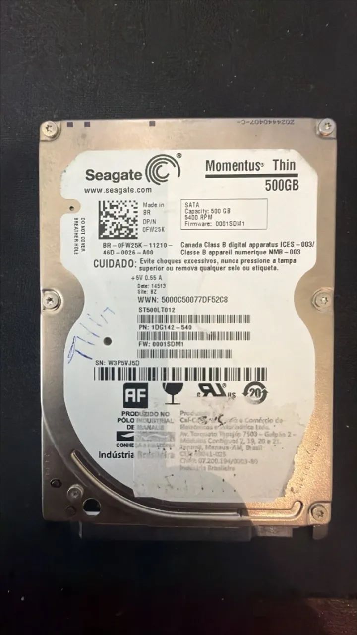 HD Seagate 500gb (tamanho notebook)