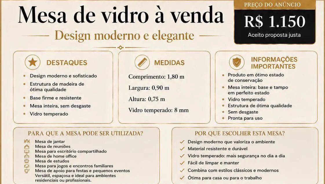 Mesa de Vidro  - Foto 2