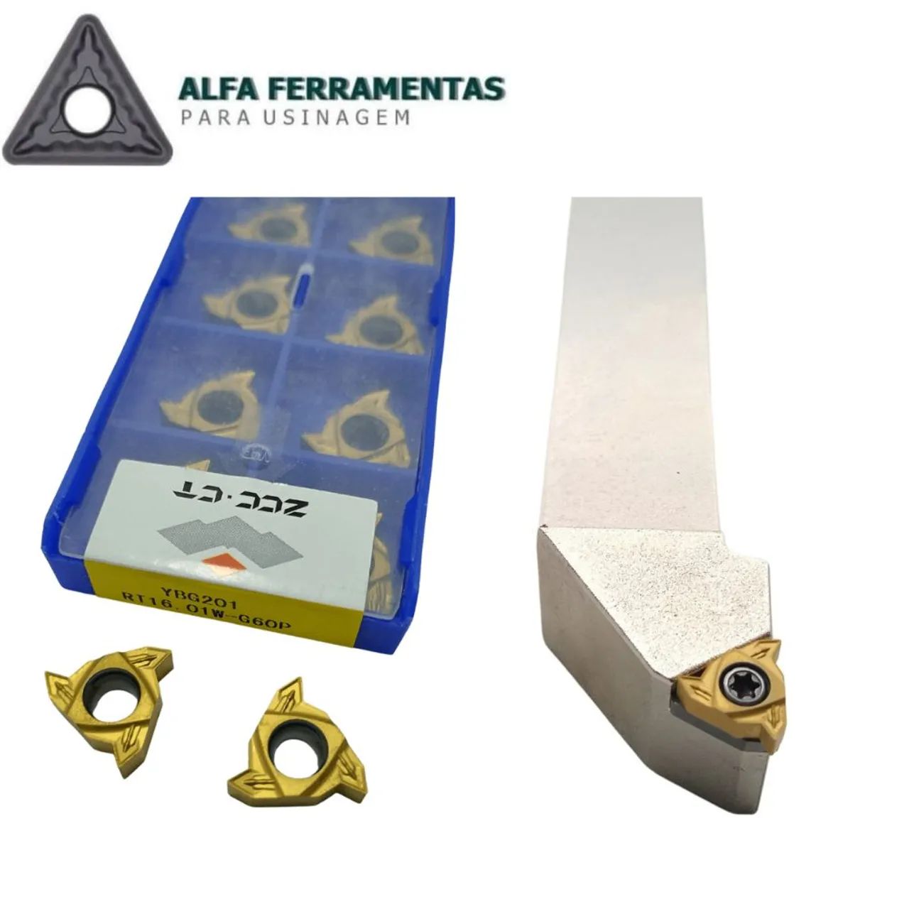 Suporte Externo 25x25mm + Pastilhas Rosca RT 16 Zcc