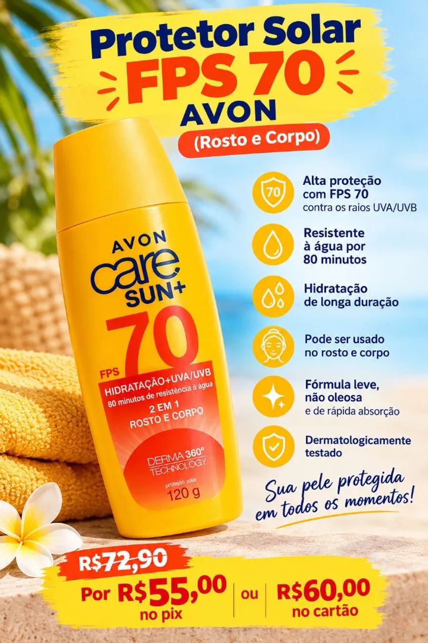 Protetor solar fps 70 (rosto e corpo)