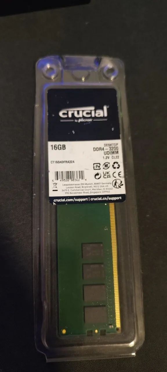 Memória ram crucial 16gb ddr4