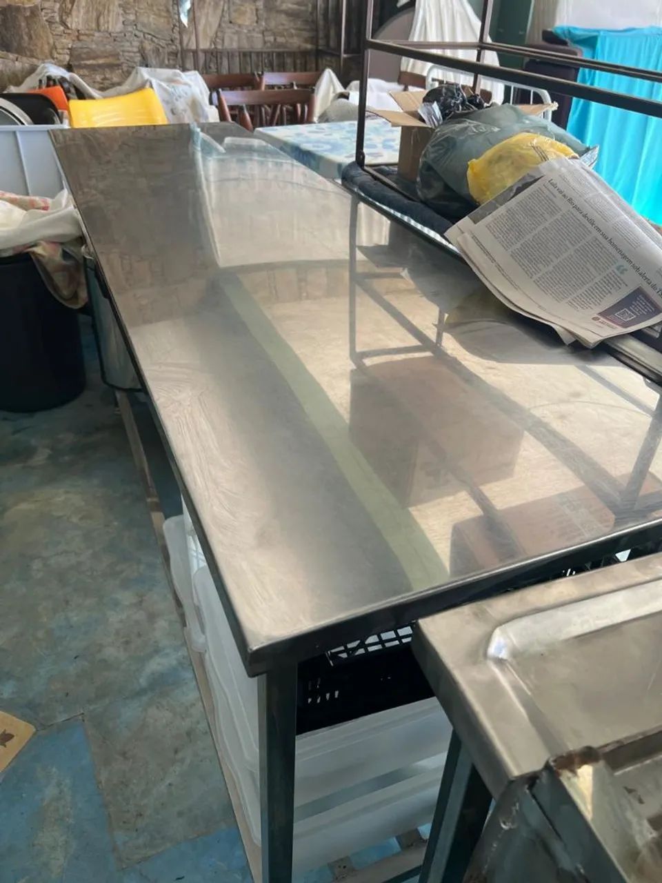 mesa tampo liso inox