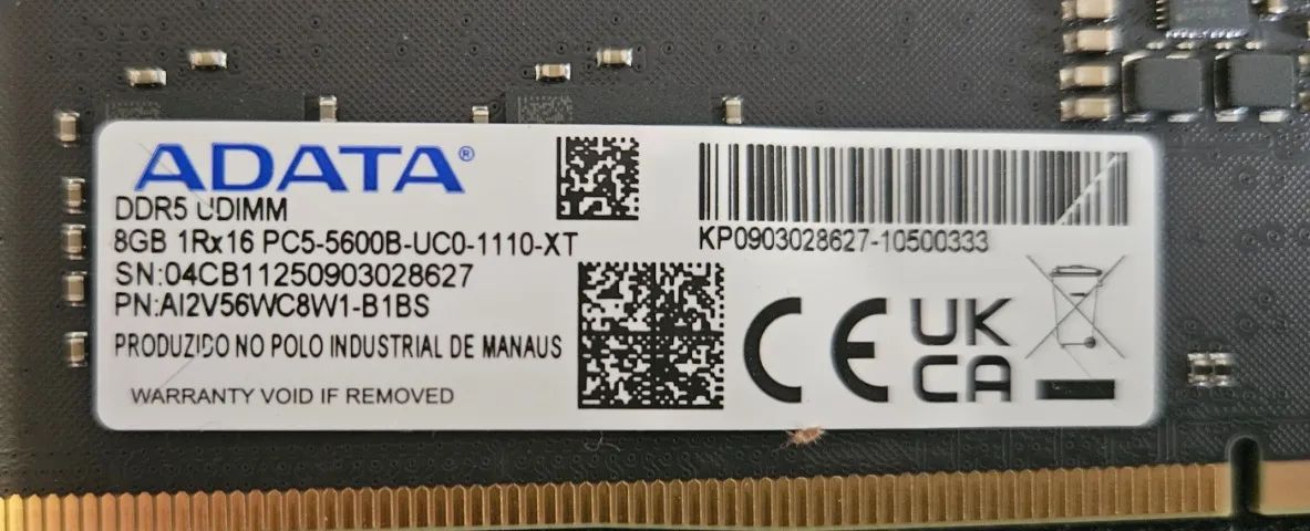 Memoria DDR5 2x8gb 5600mhz Adata