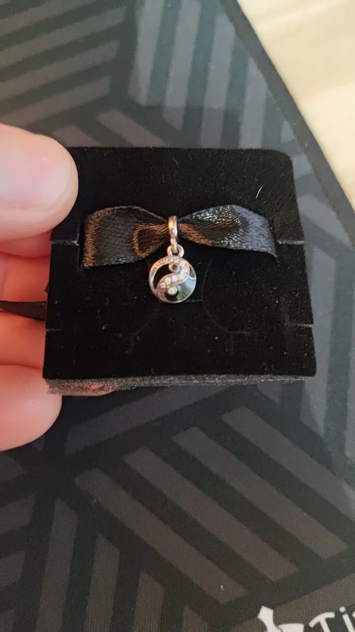 Pandora Original Mini Charm Prata Pendente Yin e Yang Brilhante - Foto 5