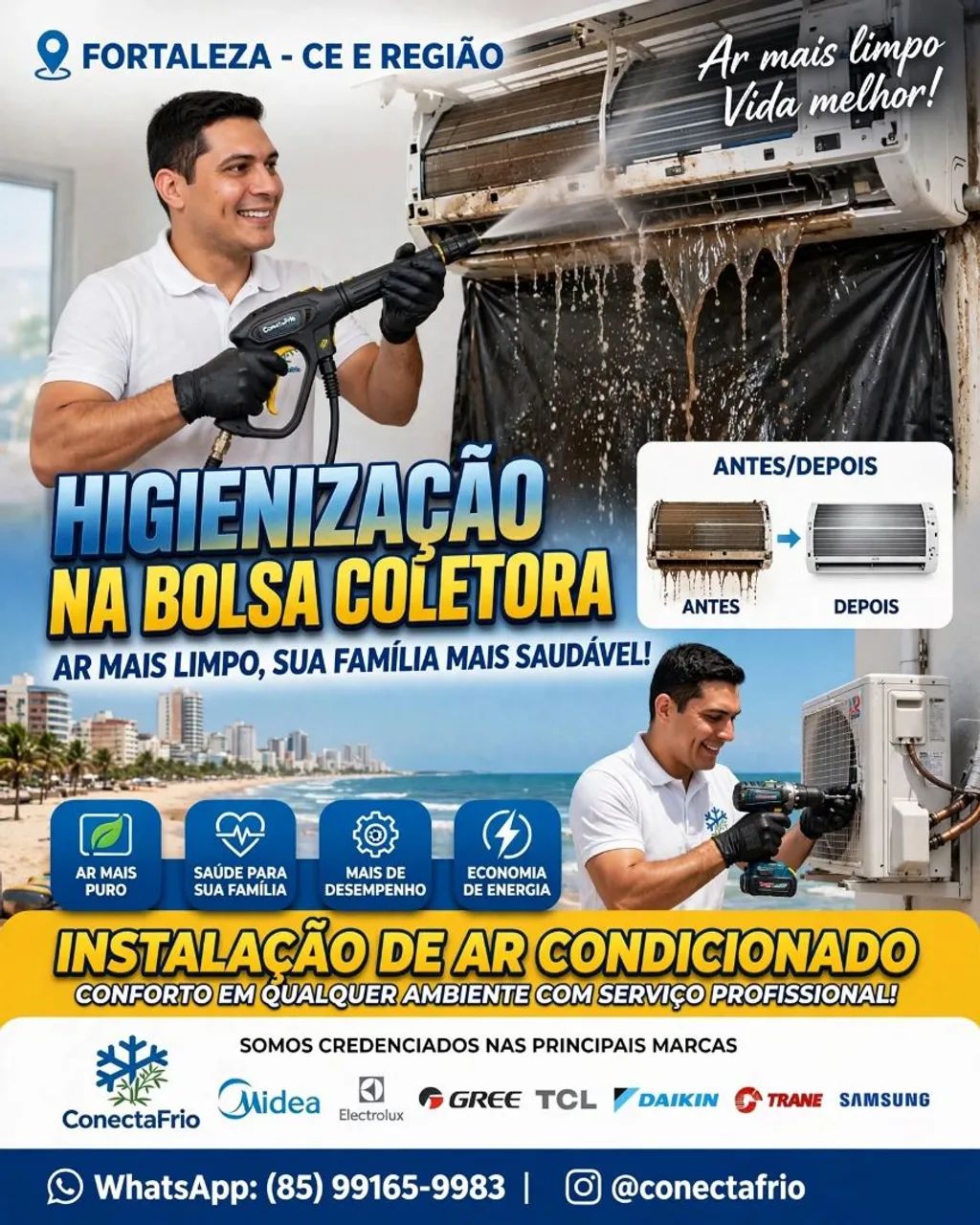 Higienização e Instalação de ar condicionado 
