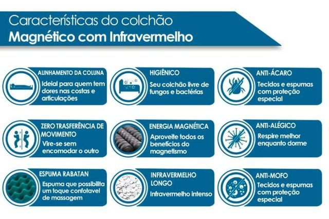 12 x 249 Colchão Magnético Casal Ortopédico com Vibro Massagem Completo! - Foto 2