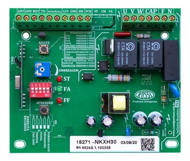 Placa para Motor de portão Eletrônico Rossi Portão NKXH30  433 MHZ 