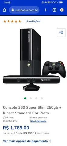 Console XBOX 360 250GB + Kinect Sensor + 2 Jogos + Controle sem