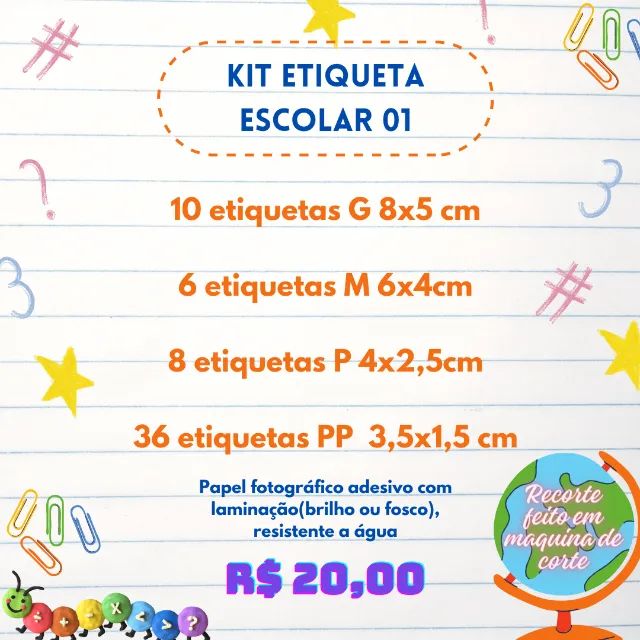 Adesivo Etiqueta Escolar