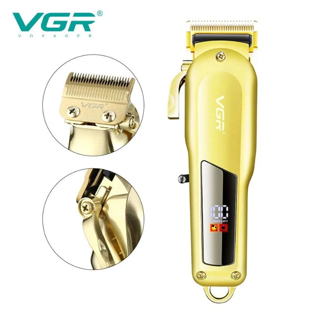 Maquina Cortar Cabelo Sem Fio PROFISSIONAL VGR GOLD/Display LCD/Lâmina CARBONo/+ 6pentes  - Foto 5
