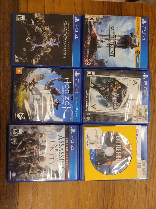 Jogos de PS4:Batlefront, Batman:return to arkhan,Batlefield 1,Shadow of War,Horizon,AC Uni