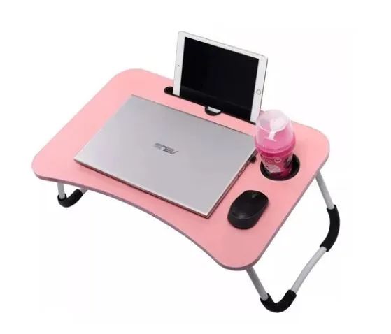 Mesa Dobrável para Notebook/Tablets/Refeições Cor Rosa