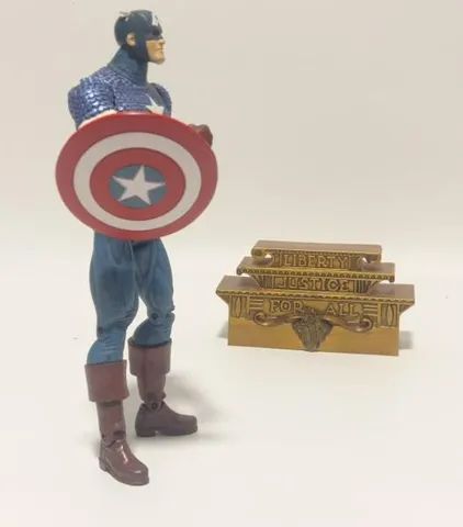 Boneco Capitão América Clássico Marvel Com Base Vintag - Foto 4
