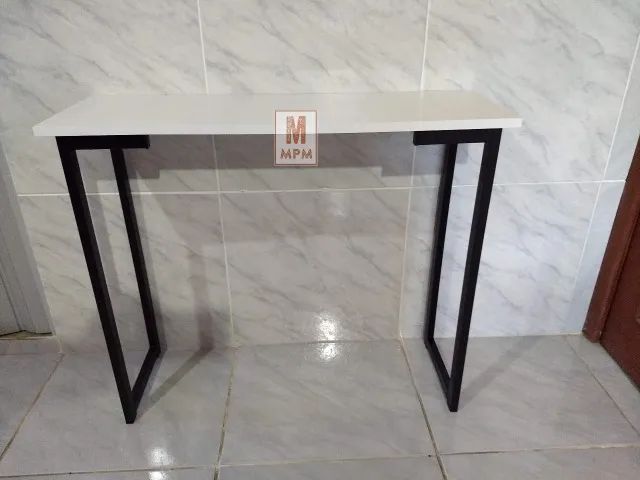 Aparador Estilo Industrial em Tampo Branco aço Preto - Foto 3