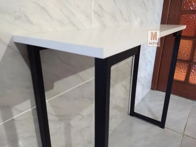 Aparador Estilo Industrial em Tampo Branco aço Preto - Foto 5