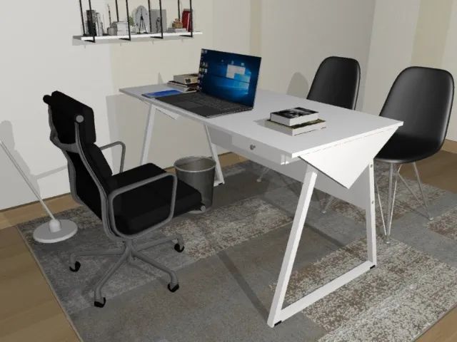 Mesa Office Clean Santoro. Em Madeira Maciça L100CM X P50cm x A74cm