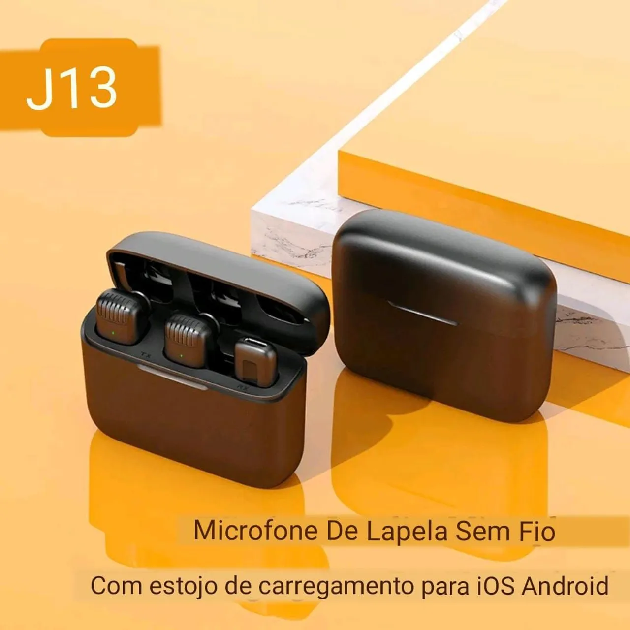 MICROFONE DE LAPELA TIPO C COM CASE DE CARREGAMENTO.
