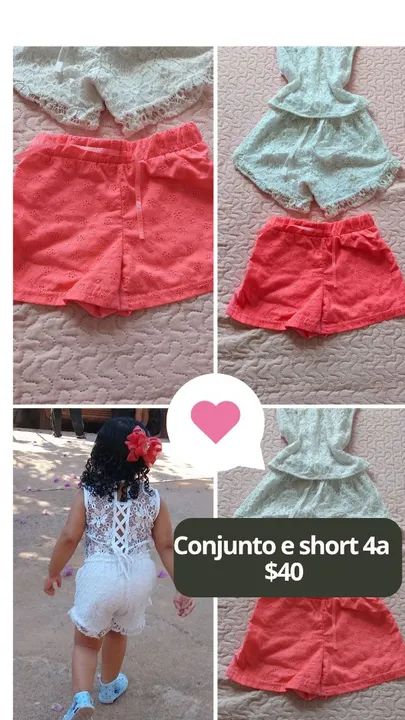 Conjunto renda + 1 Short laise 4a - R$40,00