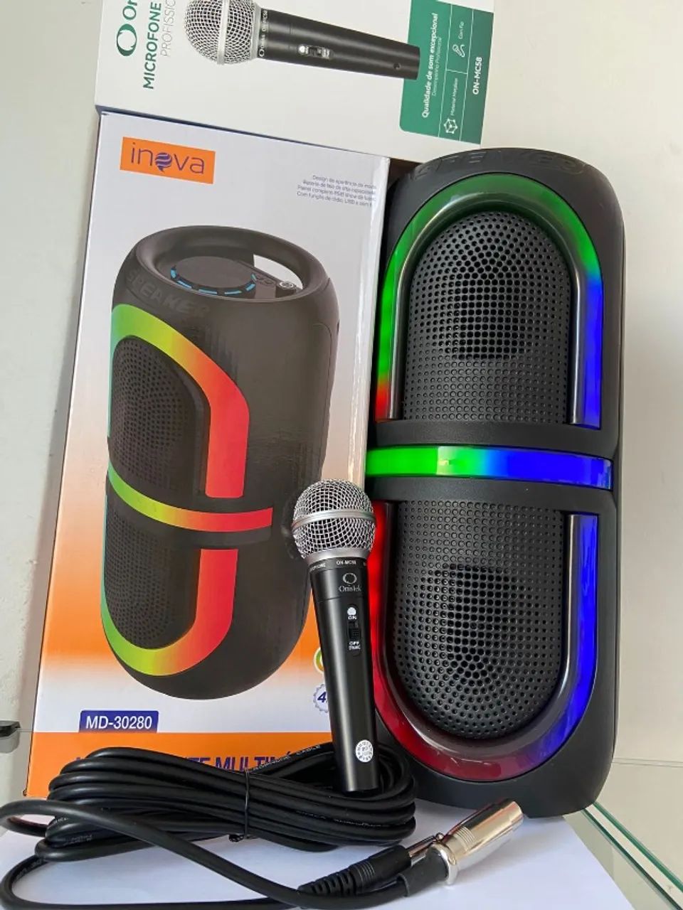 Kit Caixa de Som Bluetooth iNova MD-30280 + Microfone com Fio Onistek ON-MC58 - Foto 2
