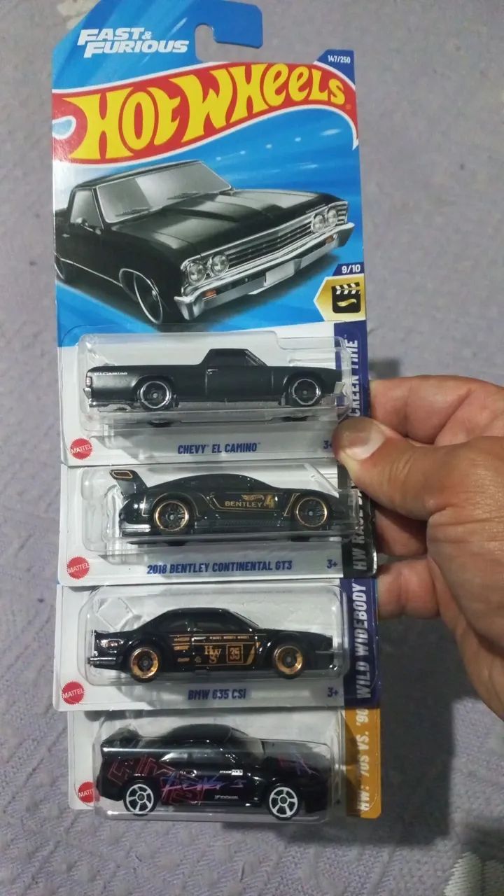 Carros Hot Wheels  El Camino Fast & Furious, Skylline GTR, Bentley GT3, BMW 635 CSI