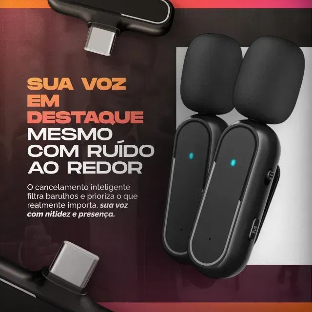 Microfone Sem Fio Profissional Lapela Duplo (Para Iphone)64352265319682121