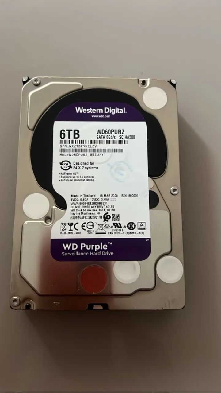 HD WD Purple 6TB 6Gb/s Surveillance